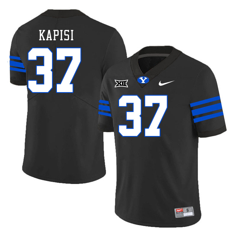 Men #37 Jordan Kapisi BYU Cougars College Football Jerseys Stitched Sale-Black